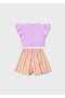 Girl's Striped Shorts Set Purple - 3
