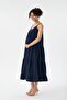 1077-Muslin Fabric Strap Oversize Maternity Strap Dress - 6