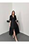 Scalloped V-Neck Lace Long Dress - 6