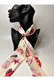Sea Shell Starfish Patterned Double-Sided Scarf with Gold Ring Detail (70X70 cm) - 2