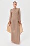 Stone-Embellished Balloon Sleeve Evening Dress - Gold
