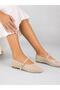 Women's Knitted Textured Ankle Strap Casual Ballerinas - 7