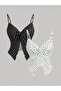 Double Front Twist Polka Dot Patterned Thin Strap Alaçatı Crop Top