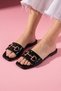 Nolise Black Wrinkled Patent Leather Buckle Stylish Women's Daily Slippers - 2