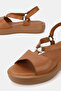 Women's Tan Genuine Natural Leather Sandals with Stone on Flat Soles, Size 36-41 - 3