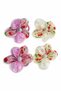 Set of 4 Cherry Patterned Satin Flower Hair Clips – Elastic Clip with Pearl Detail, Hair Accessory for Girls & Young Girls - 4