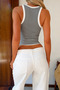 95% Cotton Striped Flexible Crop Top Blouse - 3