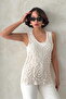 Pearl Lace Detailed Raw T-Shirt - Raw |   D2743 - Ham