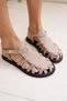 Rios Women's Beige Genuine Leather Suede Sandals - 6