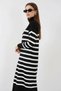 Women's Turtleneck Striped Knitwear Black Dress - 2