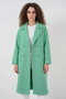 Women's Wide Collar Oversize Herringbone Patterned Cashmere Green Coat