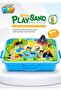 Kids Play Sand Set with Safari Animal Figures, Trees, Volcano & Carry Case – Soft Moldable Sensory Sand Activity Toy