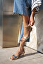 Pesa Women's Gold Single Strap Mini Heel Sandals - 4