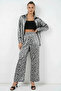 Women's High Waist Leopard Patterned Viscose Gray Suit - 4