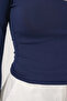 Women's Square Collar Fitted Fit Navy Blue Blouse - 4