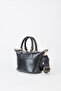 Women's Lupine Black Lined Column Strap Zipper Closure Handbag and Shoulder Bag - 3