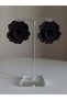 Women's Earrings Large Black Rose Flower Model - 6 cm Minimalist Hoop/ Stud Rose Flower Earrings - 2