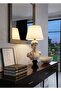 Modern White Black Detailed Bust Lampshade Dvut Davit Sculpture – White Hat Decorative Table Lamp, Stylish - 3