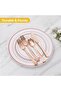 Premium Rose Golden Plastic Cutlery Set, 90 Pieces Flatware Collection Includes 30 Spoons,30 Forks and 30 Knives, Reusable Dining Tableware for Home Kitchen and Serving (90, Rose Gold) - 5