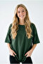 Women's Khaki Oversize Comfortable Fit Combed Cotton Crew Neck T-Shirt