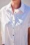 Women's Short Sleeve Striped White Shirt - 5