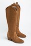 Women's Western Cowboy Perforated Vegan Suede Long Summer Boots with Back Zipper - 4
