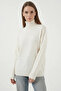 Women's Turtleneck Oversize Knitwear Ecru Sweater - 3