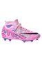 Comfortable Lace-Up Pink Purple Patterned Football Boots Suitable for Use on the Field