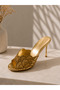 Rin Gold Stone Women's Heeled Slippers - 2