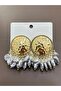 Beaded Vintage Plate Dangle Earrings - 3