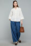 Solid Shirt with Spread Collar and 3/4 Sleeves - 3