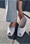Mystera White Matte Leather Women's Slippers