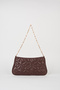 Women's Dalya Brown Star Embroidered Lined Zipper Closure Baguette Handbag - 2