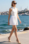 Women Sportswear Sleeveless Halter Neck Micro Shift Mini Dress Unlined Relaxed Fit Casual Modern Stylish - 2