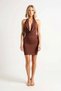 Women Sleeveless Degaje Collar Bodycon Mini Beach Dress Micro Knitted Elastic Casual Daily Modern Stylish - 4