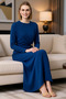Women Maxi Shift Dress Crew Neck Long Sleeve Aerobin Woven Unlined Elegant Cut Daily Casual - 3