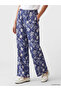 Indigo Elastic Waist Floral Women's Trousers - 3