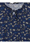 Lcw Grace Navy Blue Tie Collar Floral Blouse - 6