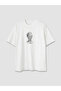 White Loose Fit Crew Neck Printed Men's T-Shirt - 5