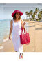 Megahan Rose Motif Tassel Summer Bag Hat Set
