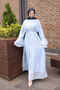 Baby Blue Layered Dress with Tie at the Waist - 2