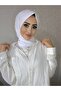 White Women's Sandy Fabric Ready-To-Wear Shawl with Snap Fasteners - 3