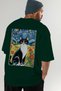 For the Love of Cats 78 Cats Printed Green Oversize T-Shirt 100% Cotton Unisex Cat Lover Premium Design - 7