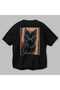 For the Love of Cats 58 Cats Printed Black Oversize T-Shirt 100% Cotton Unisex Cat Lover Premium Design - 3