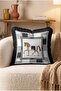 Horse Pattern Equestrian Themed Fringed Throw Pillow Cover - Black Tassel Geometric Framed Pillowcase - 5