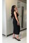 Women's Short Sleeve V-Neck Sandy Midi Dress with Wrap Detail on the Front and Slit - 3