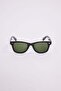 Unisex Uv400 Protected Matte Black Design Green Glass Sunglasses