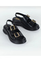 Yanki Black Orthopedic Sole Buckle Women's Sandals