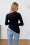 Women's Long Sleeve Asymmetrical Cut Detailed Blouse Black - Ms0001284 - 3