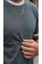 Men's Petrol Green Colored T-Shirt with Crew Neck and Sleeve Trim Regular T-Shirt - 6